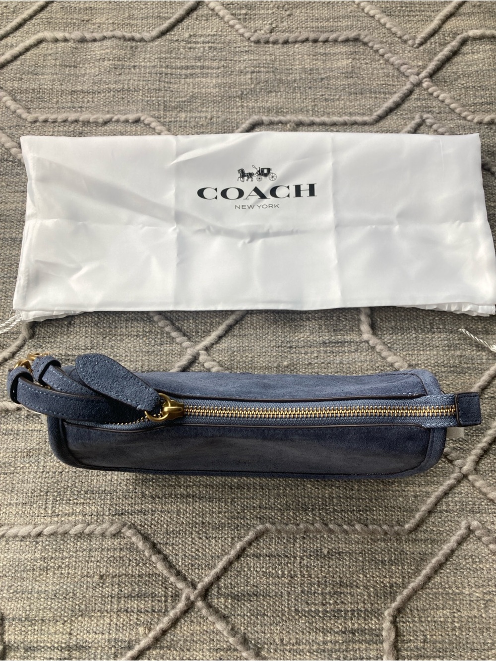 COACH Waverly Shoulder and Crossbody Bag-Brass Hardware and Light Denim Suede - Picture 2 of 15